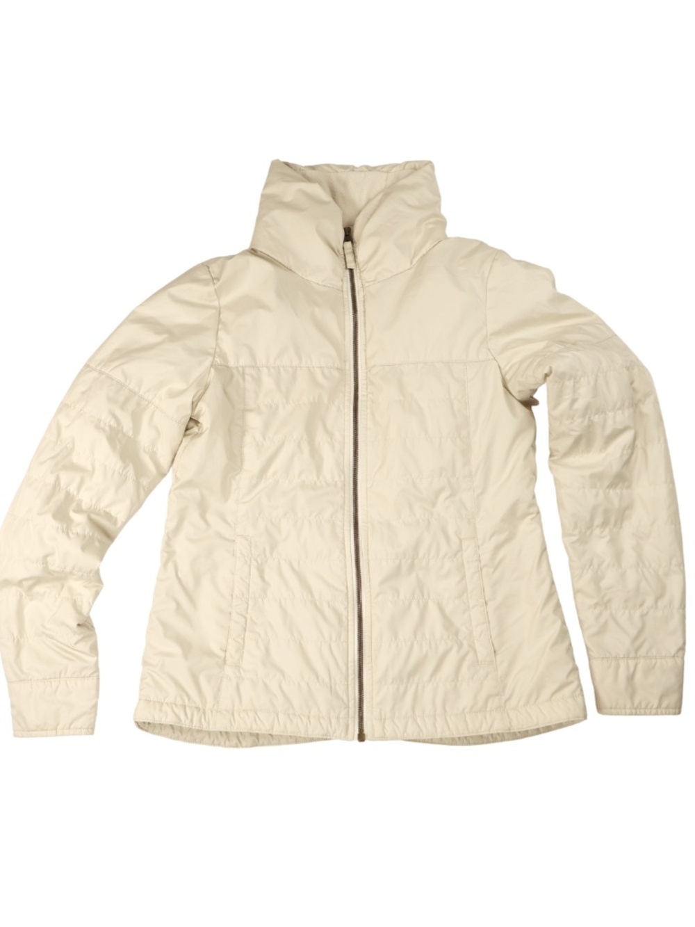 Columbia Cream Fleece Lined Puff Jacket Small Full Zip Ivory Coat
